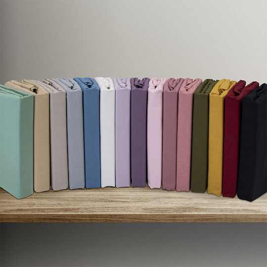 Lino Home Claro Σεντόνι Μονό με Λάστιχο 100x200+30εκ. Mauve