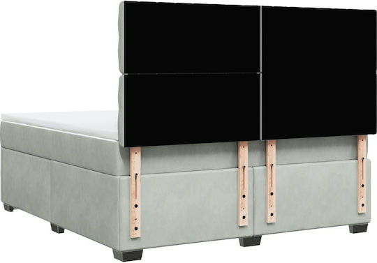 King Size Bett Mit Stoff in Hellgrau Mit Lattenrost Und Matratze 180x200cm