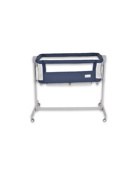 Moni Cradle Pengy with Mattress, Side Opening, and Wheels Blue