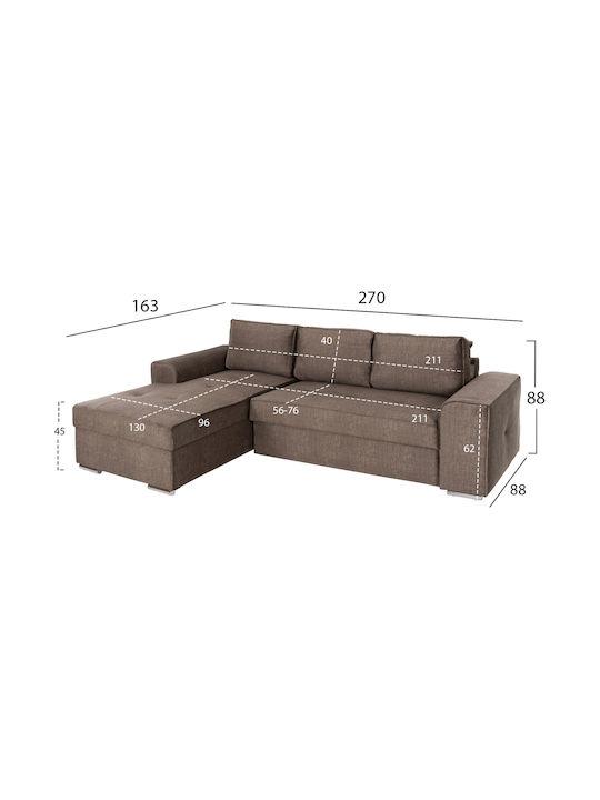 Nacho Ecksofa mit Linker Ecke Braune 270x163x88cm