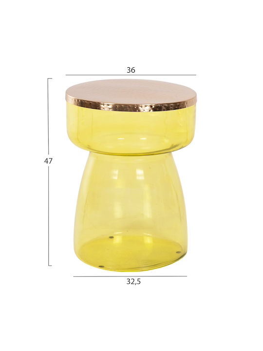 Rundes Beistelltisch Glas Grün-Gold M36xL36xH47cm Freebox