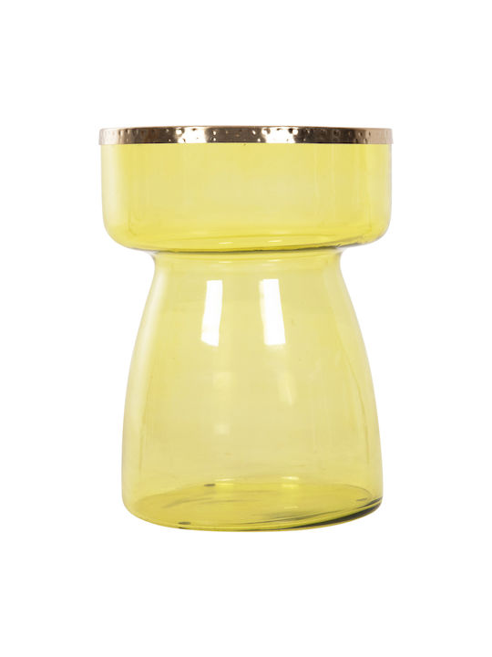 Rundes Beistelltisch Glas Grün-Gold M36xL36xH47cm Freebox