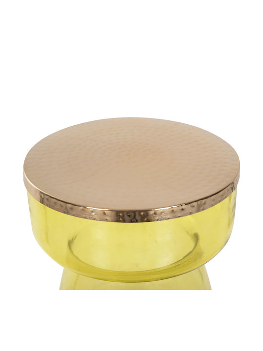 Rundes Beistelltisch Glas Grün-Gold M36xL36xH47cm Freebox