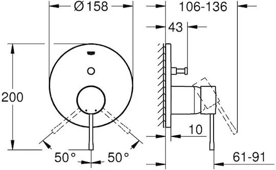 Grohe Essence Built-in Faucet Mixer for Shower 2 Exits Bronze