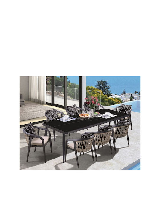 Set Outdoor Living Room Jardin with Cushions Charcoal 8pcs