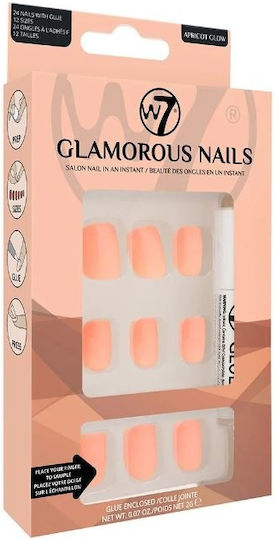 Set unghii false W7 Glamorous Nails Apricot Glow 24 bucăți cu lipici inclus