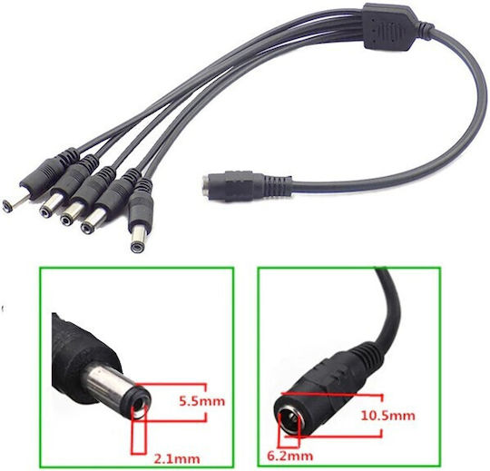 Ez-dcsp5 1xdc Female 5xdc Male Cable 5.5*2.1mm 40cm