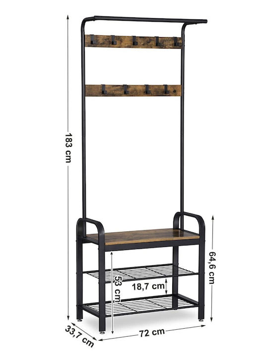 Leobert Floor Garment Rack made of Wood Black