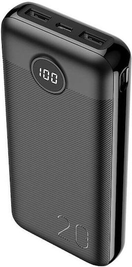 Veger L20S Power Bank 20000mAh 20W με 2 Θύρες USB-A και Θύρα USB-C Power Delivery / Quick Charge 3.0 Μαύρο