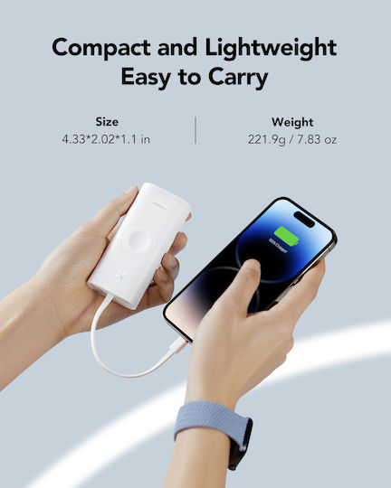 Veger W1162S Power Bank 10000mAh με Θύρα USB-A και Θύρα USB-C Λευκό