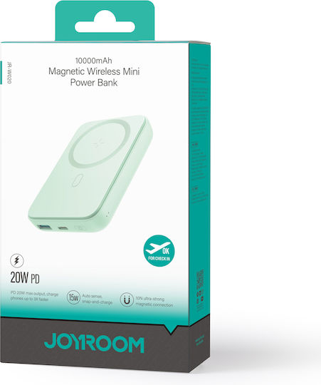 Joyroom JR-W020 MagSafe Power Bank 10000mAh 20W с USB-A порт и USB-C порт Power Delivery Зелен