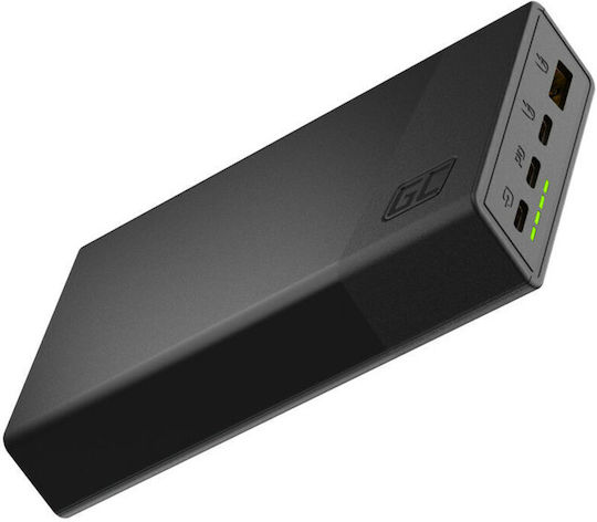 Green Cell Power Bank 20000mAh 18W με Θύρα USB-A και 2 Θύρες USB-C Power Delivery / Quick Charge 2.0 / Quick Charge 3.0 Μαύρο