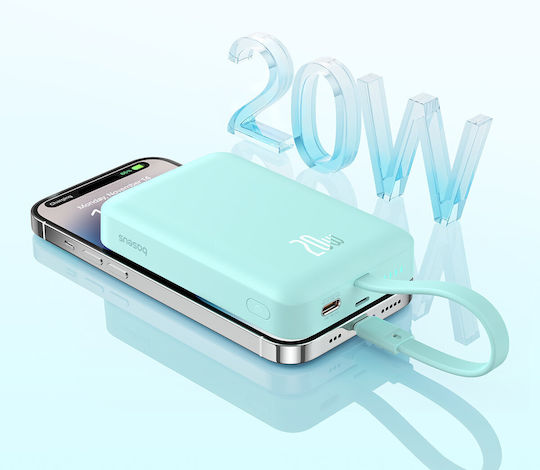 Baseus Magnetic Mini MagSafe Power Bank 10000mAh 20W με Θύρα USB-C Power Delivery Mint