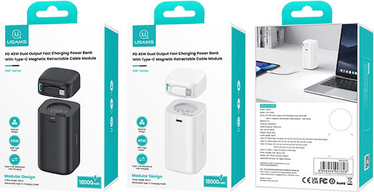 Usams US-CD216 Power Bank 18000mAh Μαύρο
