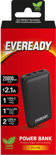 Eveready PX20B Power Bank 20000mAh с 2 USB-A порта Черен