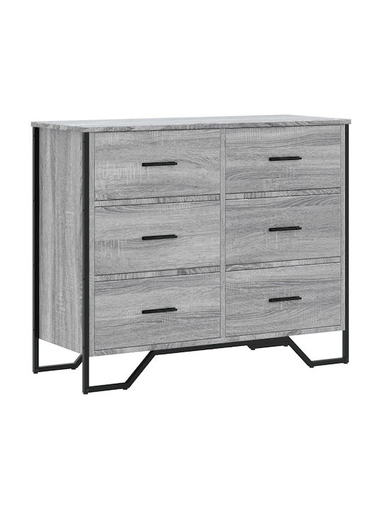 Wooden Chest of Drawers Grey Sonoma 91x35.5x74.5cm