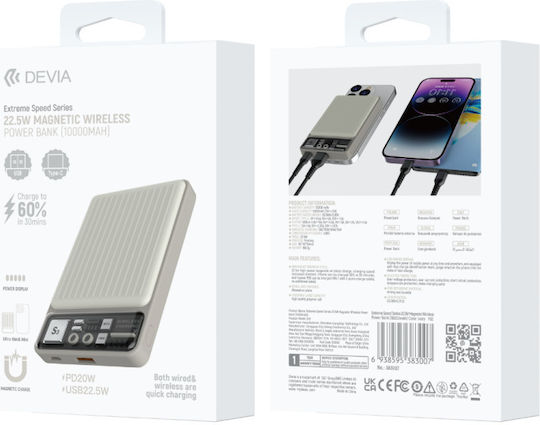 Devia Power Bank 10000mAh 22.5W mit USB-A Anschluss Stromlieferung Weiß