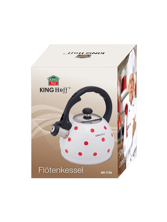 KING Hoff Dots Τσαγιέρα Ανοξείδωτη Λευκή 2000ml