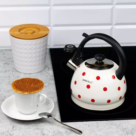 KING Hoff Dots Teekanne Rostfreier Stahl Weiß 2000ml