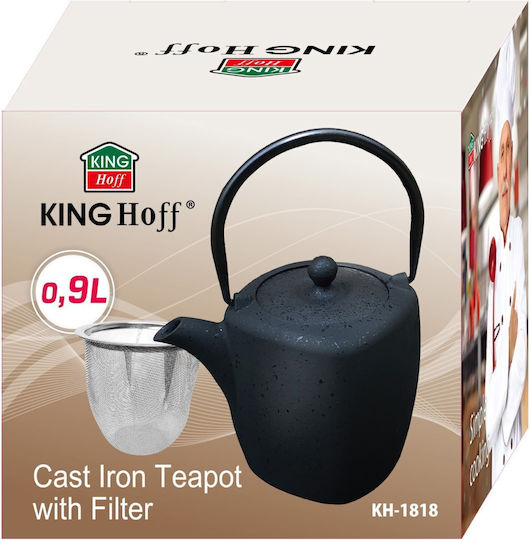 KING Hoff Βραστήρας με Φίλτρο Μαντεμένιος Μαύρη 900ml