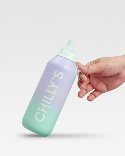 Chilly's Series 2 Flip Stainless Steel Thermos Bottle BPA Free 500ml Series with Straw