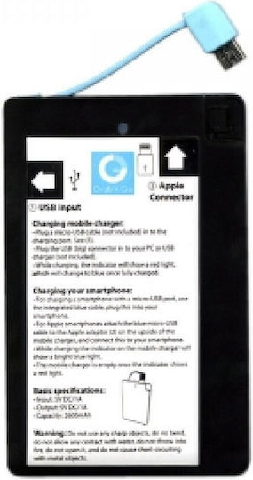 GRAB N GO Power Bank 2600mAh cu Port USB-A Negru