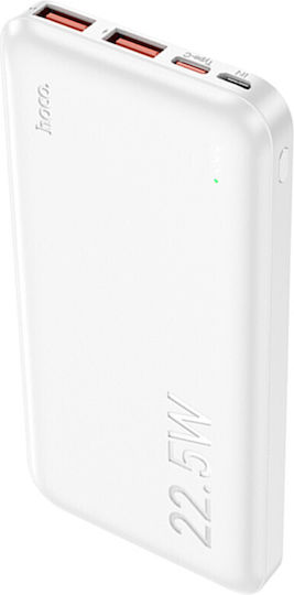 Hoco J101A Astute Power Bank 10000mAh 22.5W с 2 USB-A порта и USB-C порт Power Delivery / Бързо зареждане 3.0 Бял