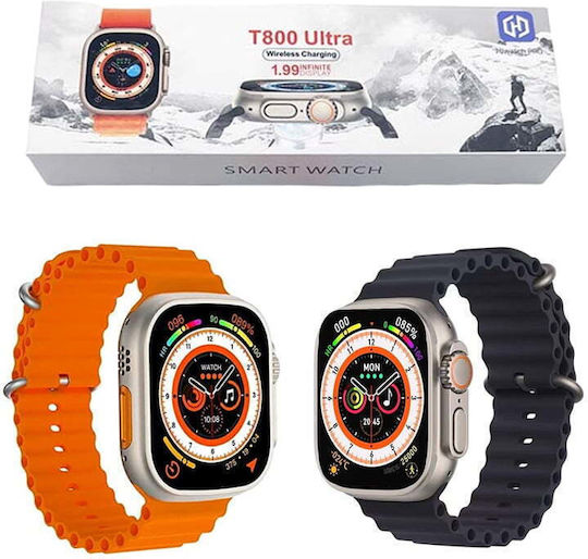 Microwear T800 Ultra 49mm Smartwatch mit Pulsmesser (Orange)