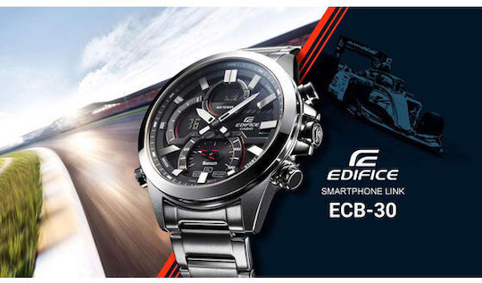 Casio ECB-30DB-1AEF Stainless Steel 52mm Smartwatch (Ασημί)