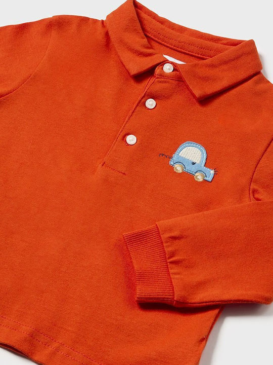 Mayoral Kids Polo Long Sleeve Orange