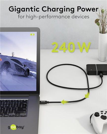 Goobay Goobay USB 3.0 Kabel USB-C männlich - USB-C / DisplayPort 240W PD Schwarz 1,2m 74376