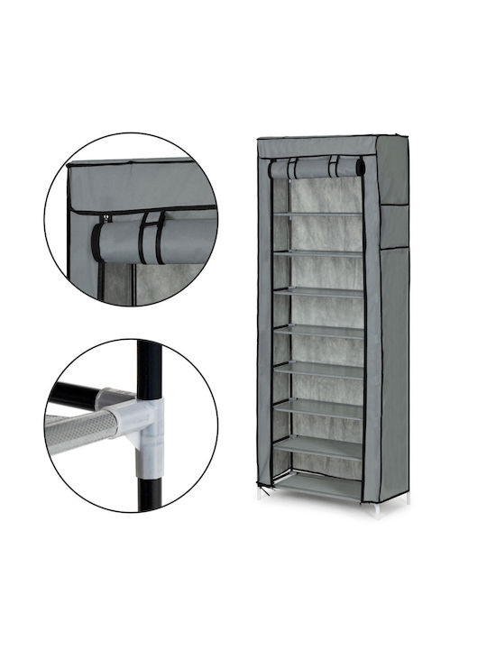 Modernhome Fabric Wardrobe with Zipper and Shelves in Gray Color 58x28x161cm
