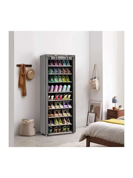 Modernhome Fabric Wardrobe with Zipper and Shelves in Gray Color 58x28x161cm