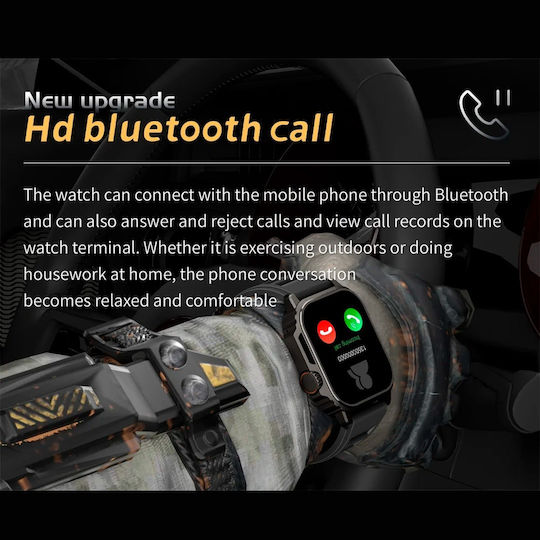 Aoke TW11 Smartwatch με Παλμογράφο (Μαύρη Κάσα / Μαύρο Λουρί Σιλικόνης)
