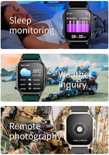 Aoke TW11 Smartwatch με Παλμογράφο (Μαύρη Κάσα / Μαύρο Λουρί Σιλικόνης)