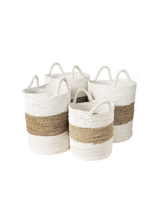 Coș decorativ Wicker cu mânere White S Line