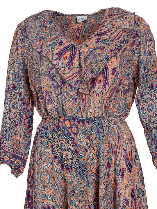 Maxi Kleid mit Rüschen Multicolor