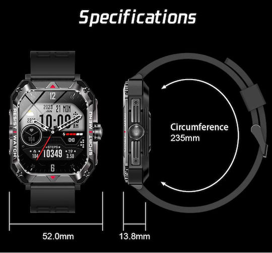 Lamtech LAM113485 47mm Smartwatch με Παλμογράφο (Μαύρο)