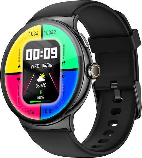 LinWear La99 Aluminium Smartwatch με Παλμογράφο (Μαύρο)