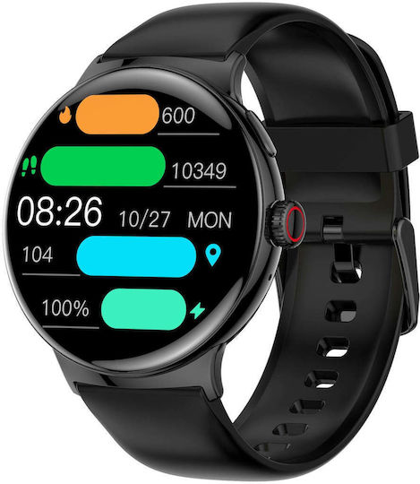 LinWear La99 Aluminium Smartwatch με Παλμογράφο (Μαύρο)