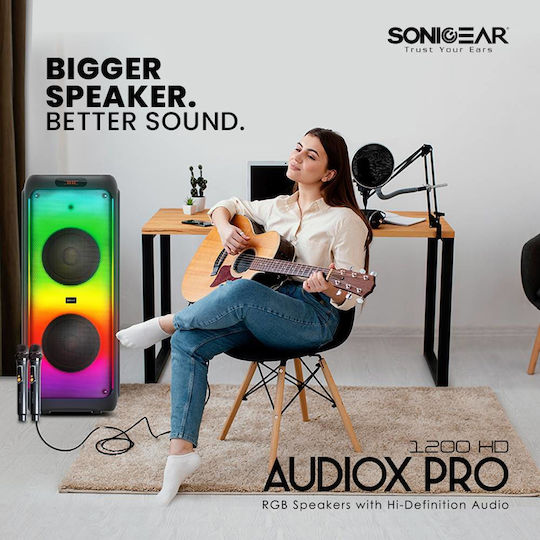 Sonic Gear Karaoke-Lautsprecher mit Kabellosen Mikrofonen und Lichteffekten AX-PRO1200-HD Schwarz