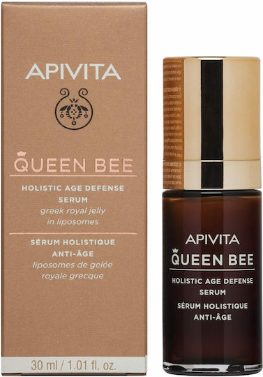 Apivita Queen Bee Holistic Age Defence Hidratant & Anti-îmbătrânire Serum Față cu Acid hialuronic pentru Detoxifiere & Strălucire 30ml