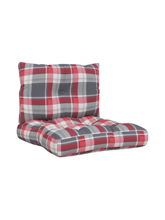 vidaXL Waterproof Pallet Bench Cushion Grey Plaid 2pcs