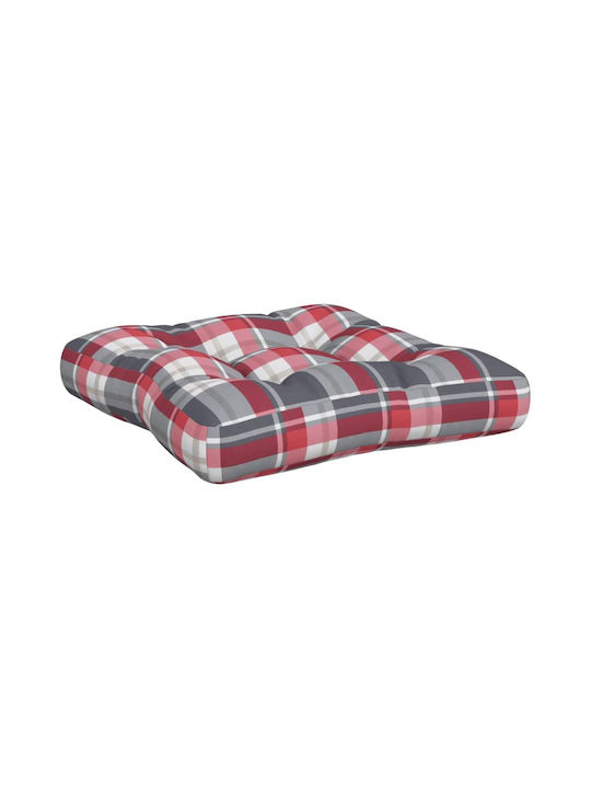 vidaXL Waterproof Bench Cushion for Pallet with Backrest Gray Checkered 2pcs