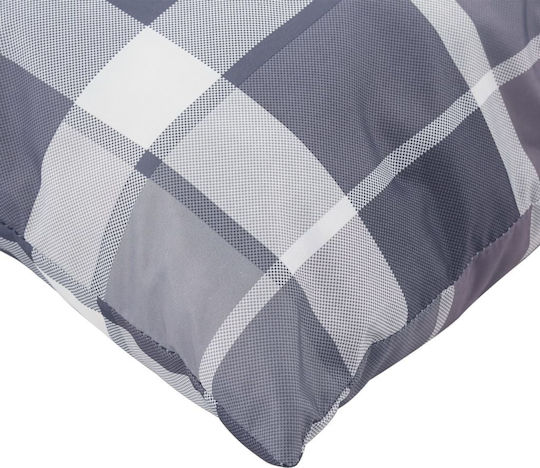 vidaXL Waterproof Bench Cushion for Pallet with Backrest Grey Checkered 3 Pieces