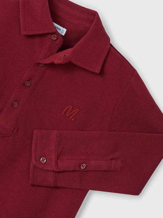 Mayoral Kids Polo Long Sleeve red Πικε