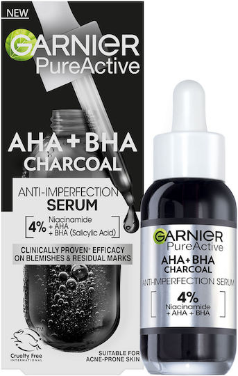 Garnier Pure Active Charcoal Serum Face with Niacinamide & Salicylic Acid for Radiance 30ml