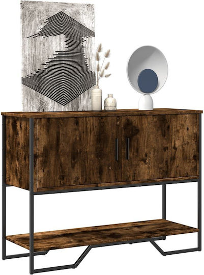 Console Table Wood & Metal Smoked Oak, Brown L100xW35xH74.5cm