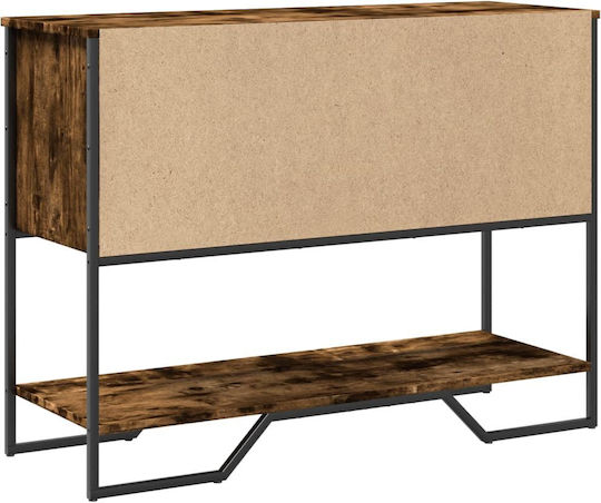 Console Table Wood & Metal Smoked Oak, Brown L100xW35xH74.5cm