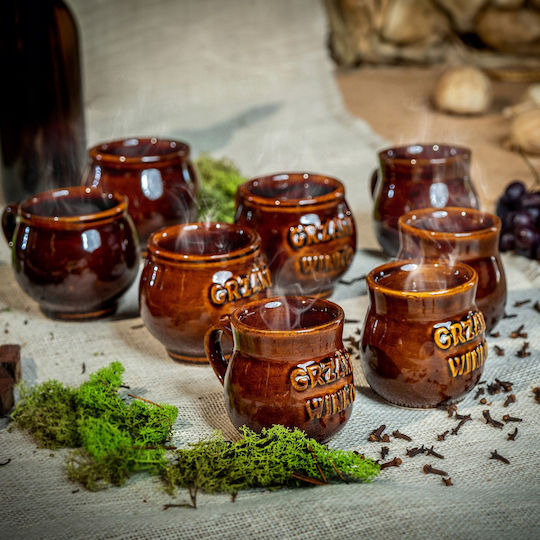 Kadax Schimbare de căldură Cană Ceramică Maro 250ml 4buc